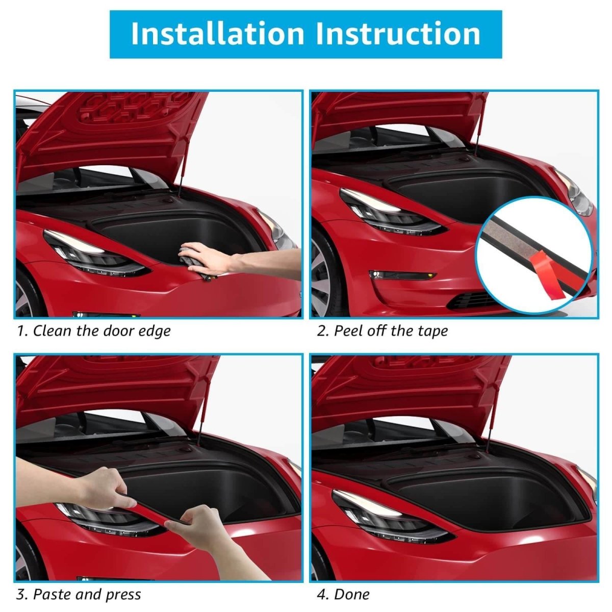 Tesla Model 3/Y Door Seal Kit Soundproof Rubber Weatherstrip (2017+) - T-Launch