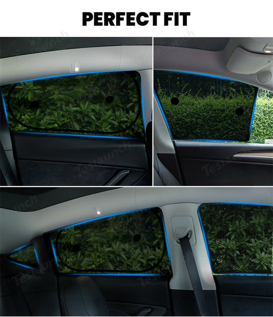 Tesla window shades installed reducing cabin heat in summer