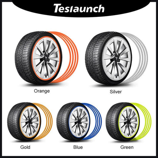 Luxury car rim protectors installed on alloy wheels