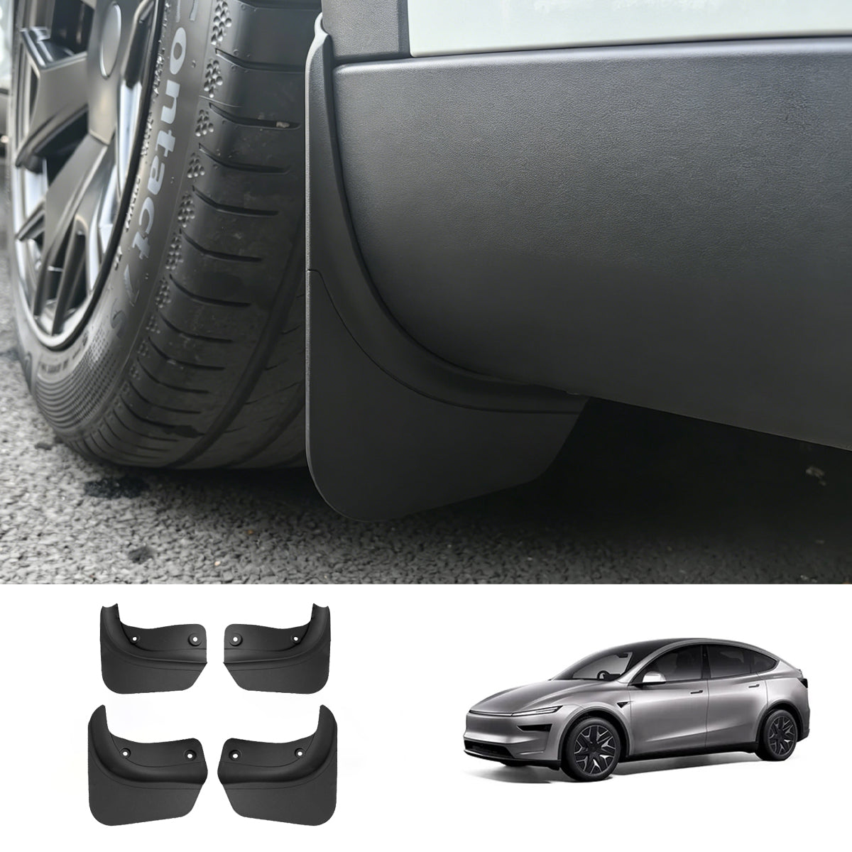 No-Drill Front & Rear Fender Mud Flaps for 2026 Tesla Model YL