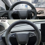 Alcantara One-Piece Steering Wheel Cover for Tesla Model Y Juniper 2025+/ Model 3 Highland 2024+