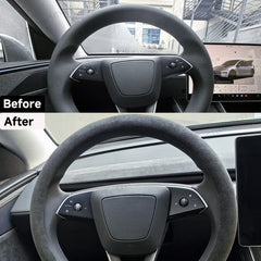 Alcantara One-Piece Steering Wheel Cover for Tesla Model Y Juniper 2025+/ Model 3 Highland 2024+
