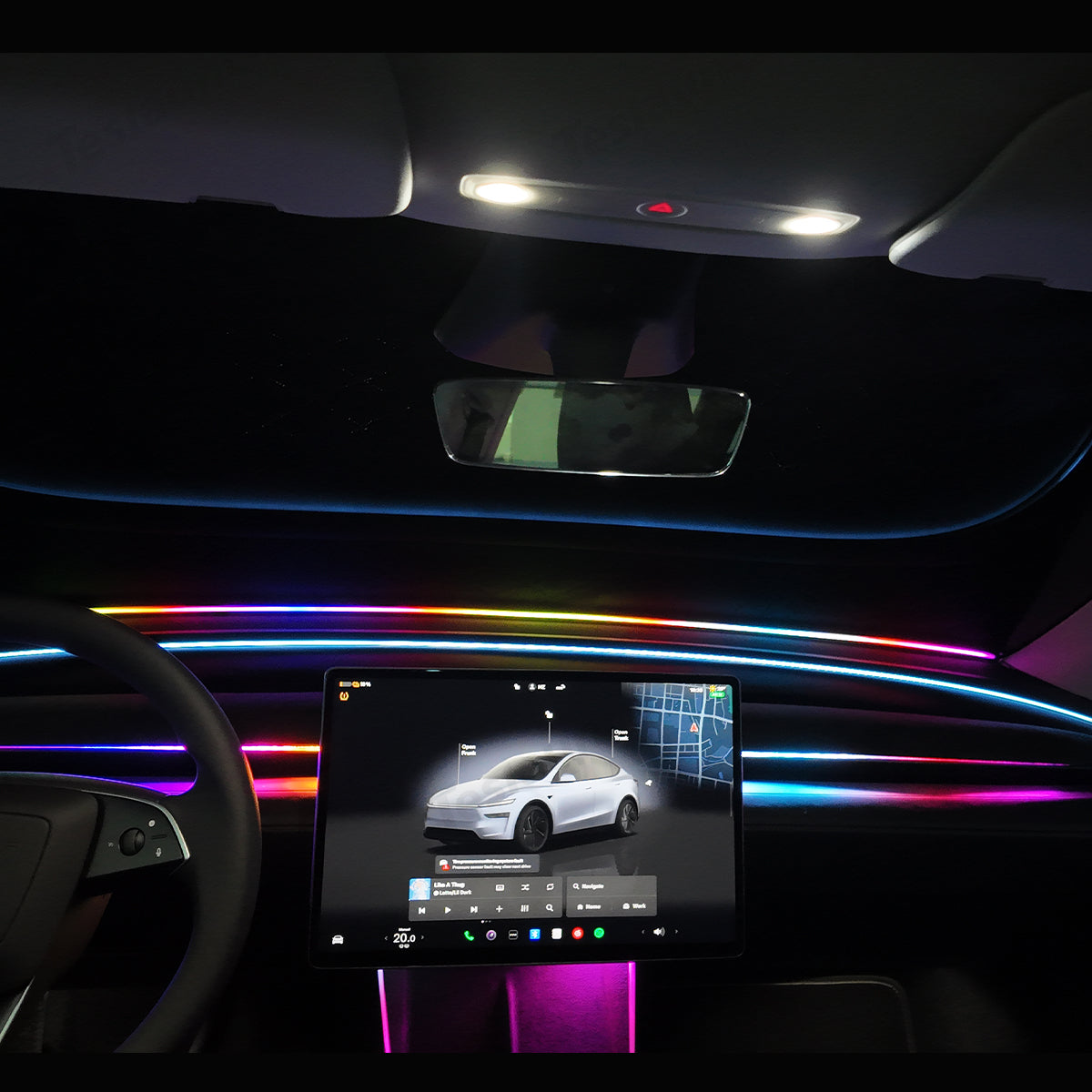 Lumină ambientală cu LED-uri pentru tabloul de bord – Modernizare interior care schimbă culoarea pentru Tesla Model Y Juniper 2025+
