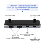 Model 3 / Y Hub USB para asiento trasero Tesla, Reposabrazos de consola central HUB, carga rápida PD para puerto tipo C Daul (2021-2023)