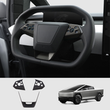 [Real Carbon Fiber] Steering Wheel Panel Covers for Tesla Cybertruck (Set of 3)