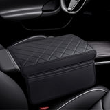 Diamond-Pattern Leather Center Armrest Cover with Pockets for Tesla Model S/X 2021+