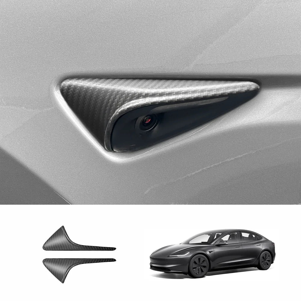 [Real Carbon Fiber] Dönüş Sinyali Kamera Kaplamaları Tesla Model 3 Yayla