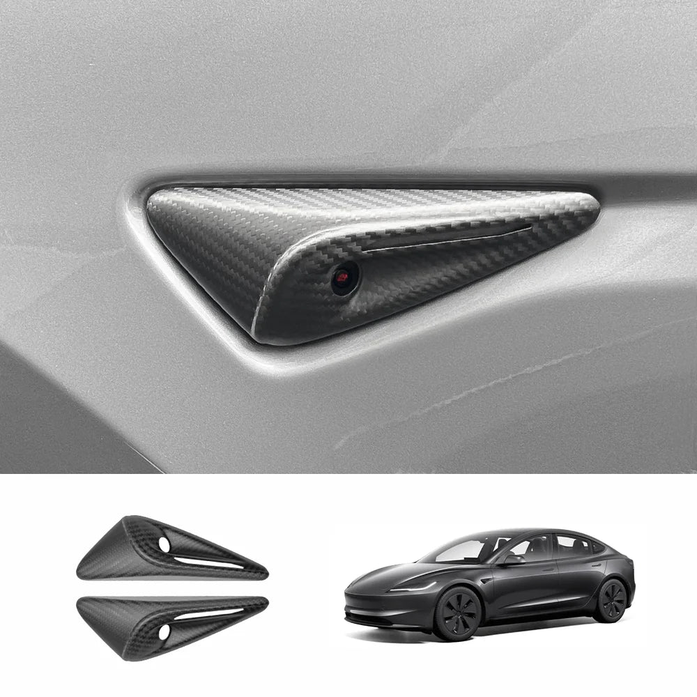 [Real Carbon Fiber] Dönüş Sinyali Kamera Kaplamaları Tesla Model 3 Yayla