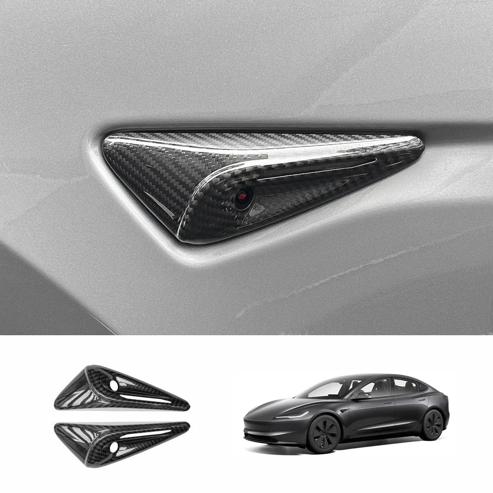 [Real Carbon Fiber] Dönüş Sinyali Kamera Kaplamaları Tesla Model 3 Yayla
