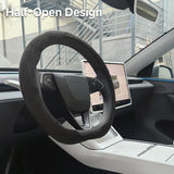 Чохол на кермо з алькантари ручної вишивки для Tesla