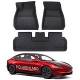 All Weather XPE Interior Floor Mats Cargo Liners Set for Tesla 2024+ Model 3 Highland