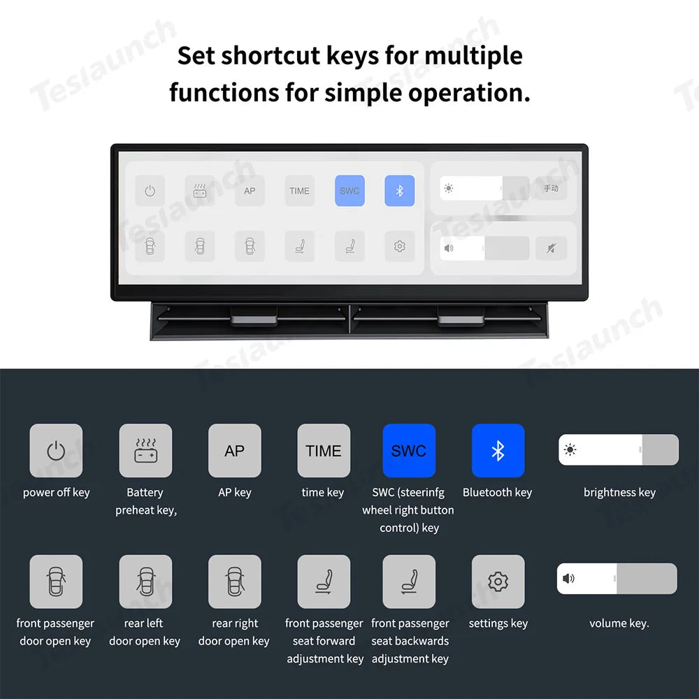 10.88" Large Instrument Cluster Display for Tesla Model 3/Y/Cybertruck
