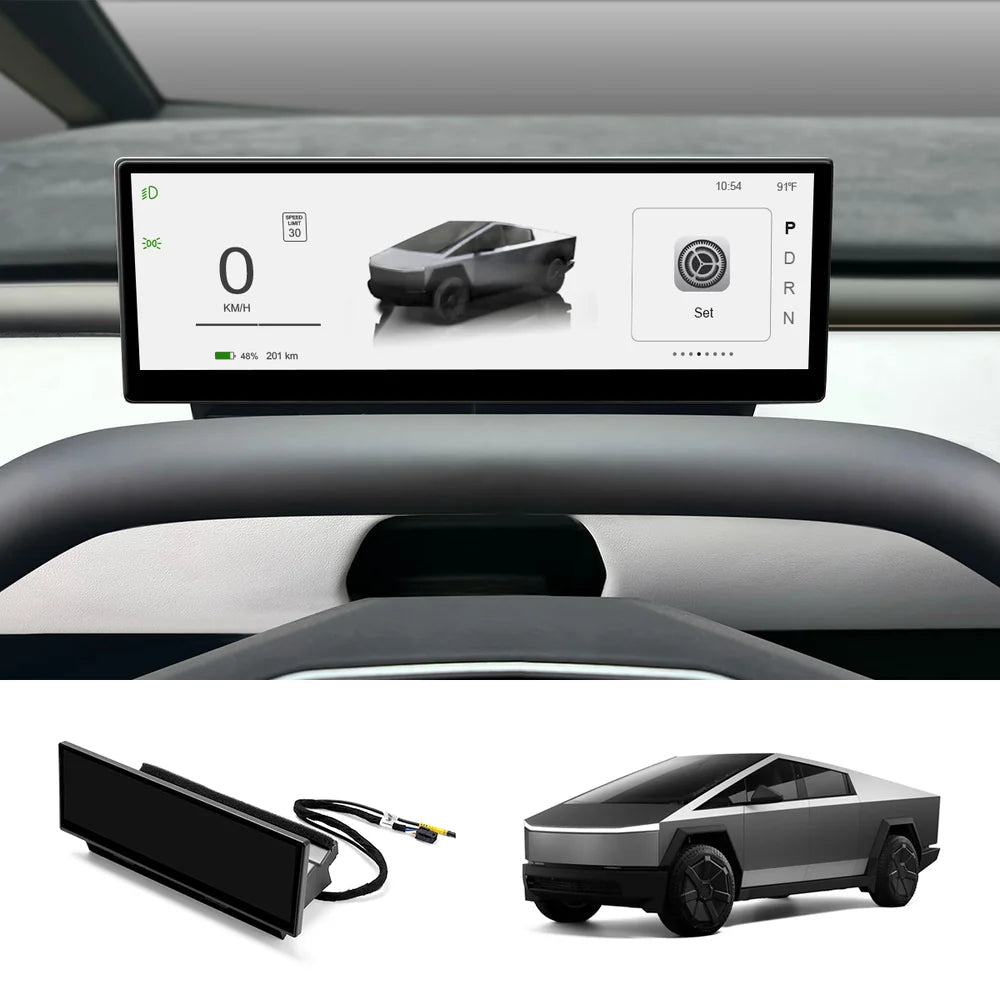 10.88" Large Instrument Cluster Head Up Display for Tesla Model 3/Y/Cybertruck - T-Launch