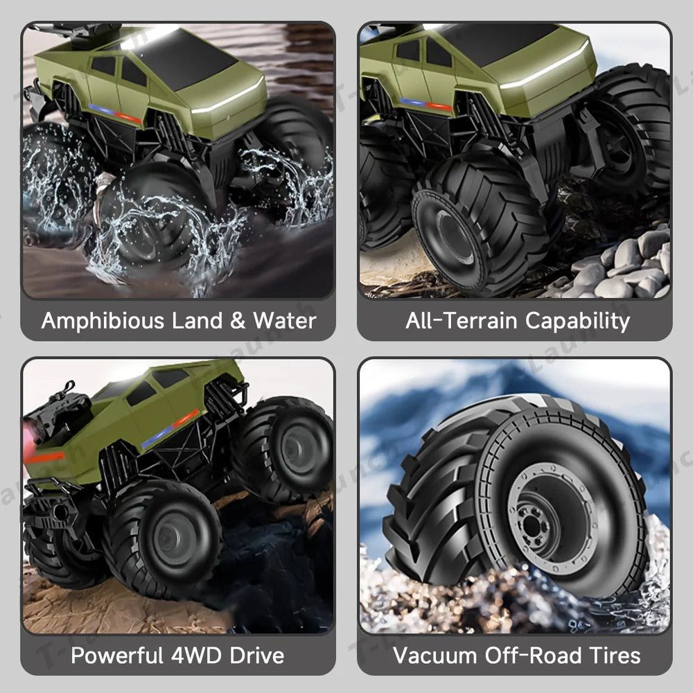 1:20 Scale Cybertruck-Inspired Amphibious RC Toy Car — 4WD Off-Road All-Terrain Truck - T-Launch