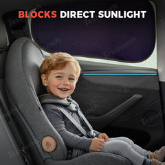 Static Cling Mesh Insulated Side Window Sunshade For Tesla Model 3