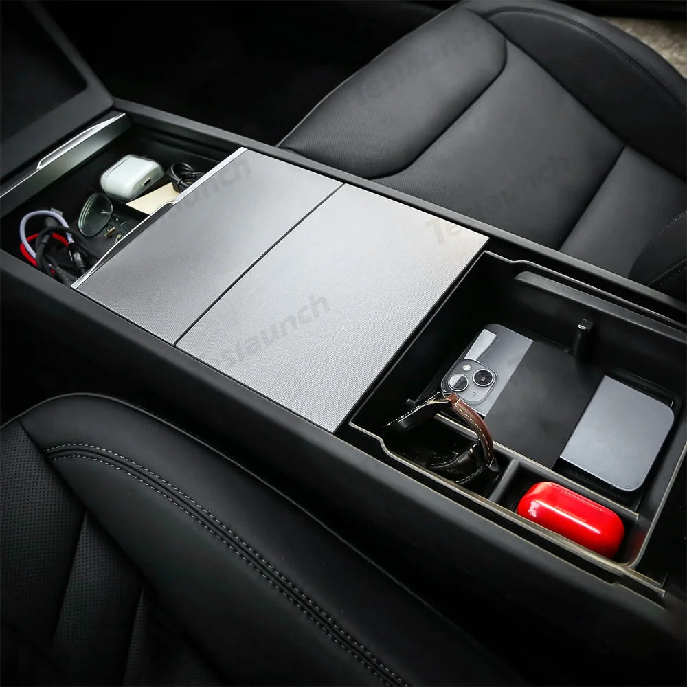 Organizador de consola central e caixa de apoio de braço para Tesla Model Y Juniper 2025+