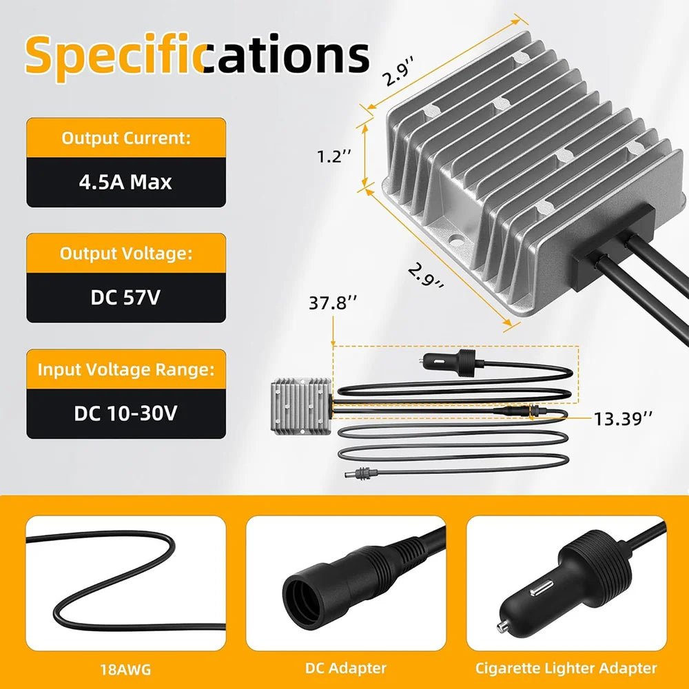 12V/24V to 57V Car Charger Step Up Converter with Female Plug for Starlink Gen 3 - T-Launch