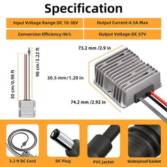 12V/24V to 57V Power Supply Adapter with DC Plug for Starlink Gen 3 - T-Launch