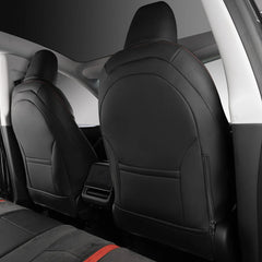 Alcantara All-Inclusive Seat Covers for Tesla Model 3 (2018-2025+) / Model Y (2021-2025+) (Luxury Red Stitching Design)