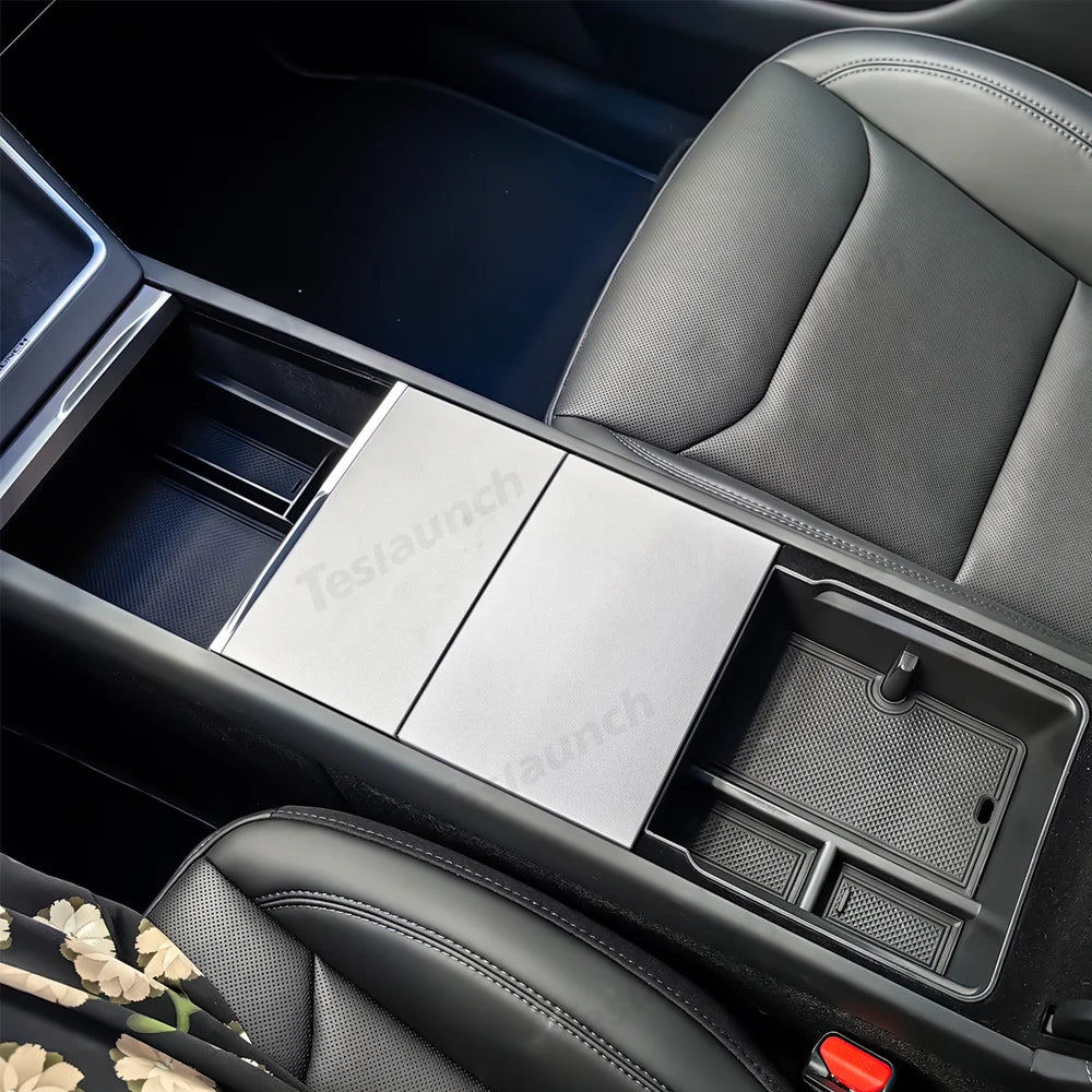 Organizador de consola central e caixa de apoio de braço para Tesla Model Y Juniper 2025+