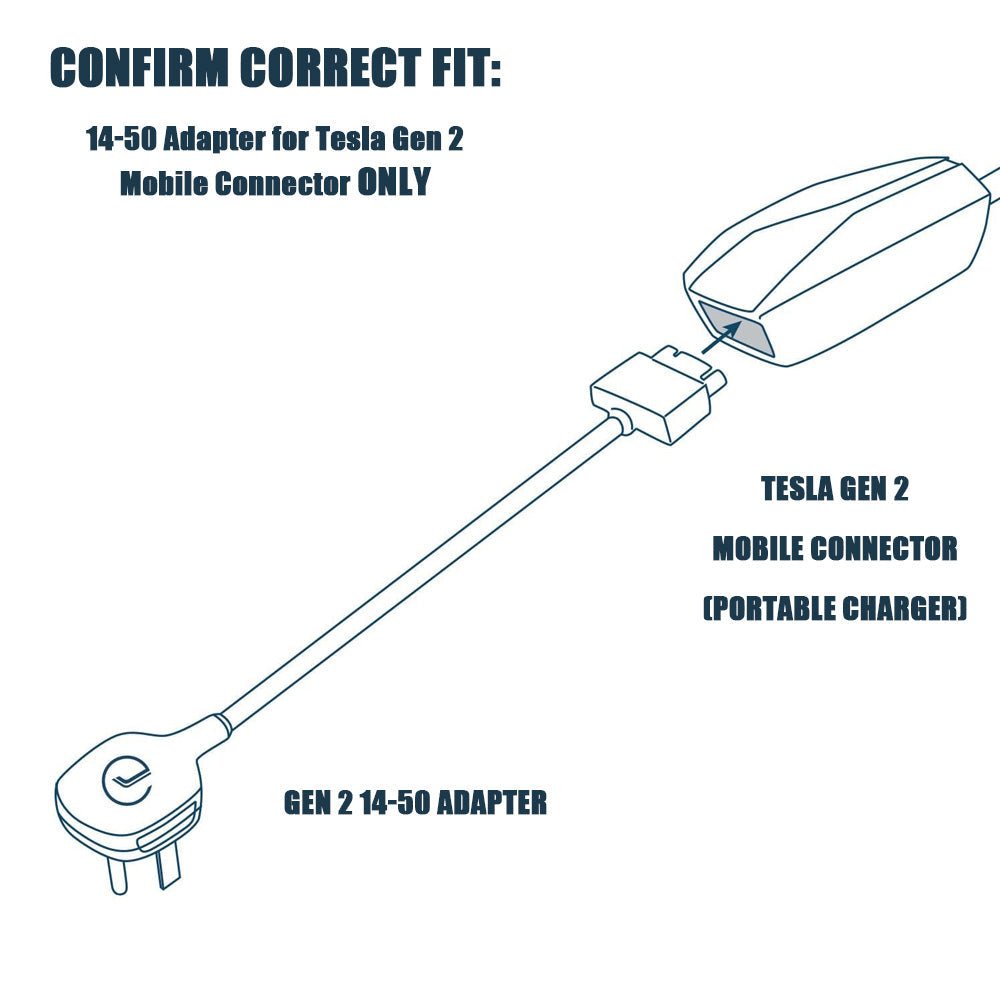 14-50 Adapter for Tesla Gen 2 Mobile Portable Charger - T-Launch