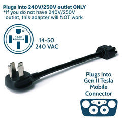 14-50 Adapter for Tesla Gen 2 Mobile Portable Charger - T-Launch