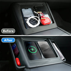 Central Control Wireless Charging Silicone Pad Storage Box for Tesla Model Y Juniper 2025+