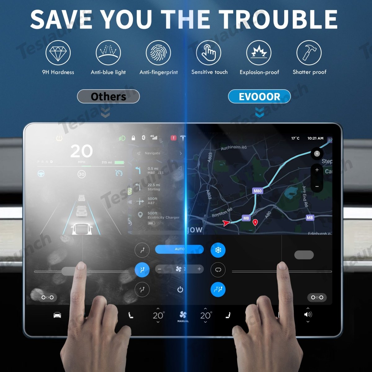 15.4" 9H Tempered Glass Screen Protector for Tesla Model Y Juniper 2025+ - T-Launch