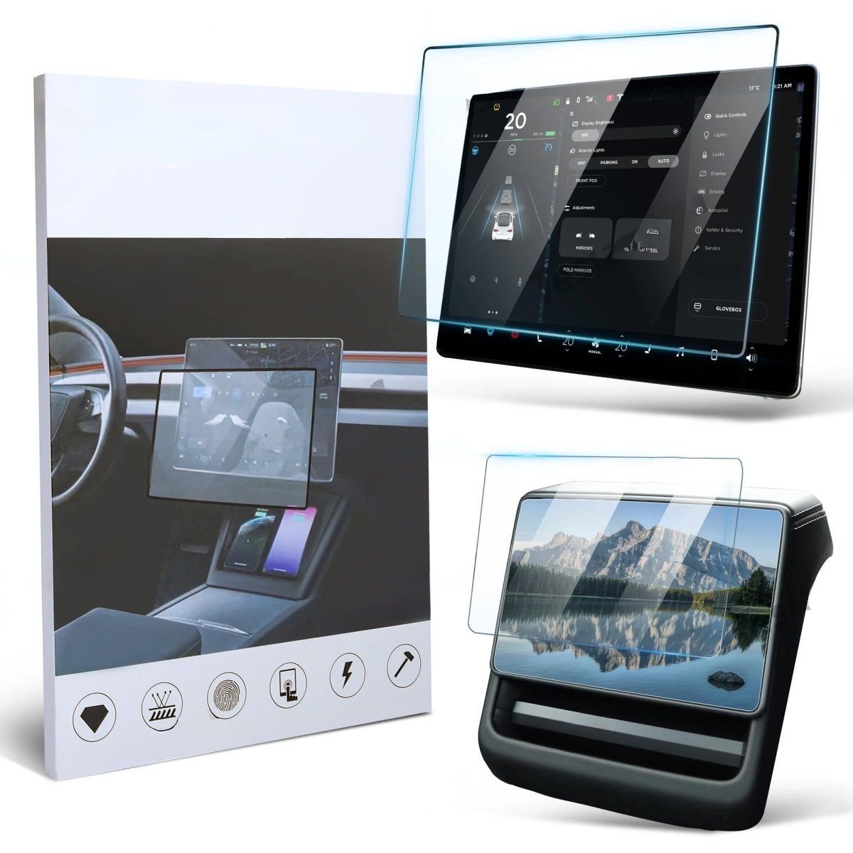 15.4" 9H Tempered Glass Screen Protector for Tesla Model Y Juniper 2025+ - T-Launch