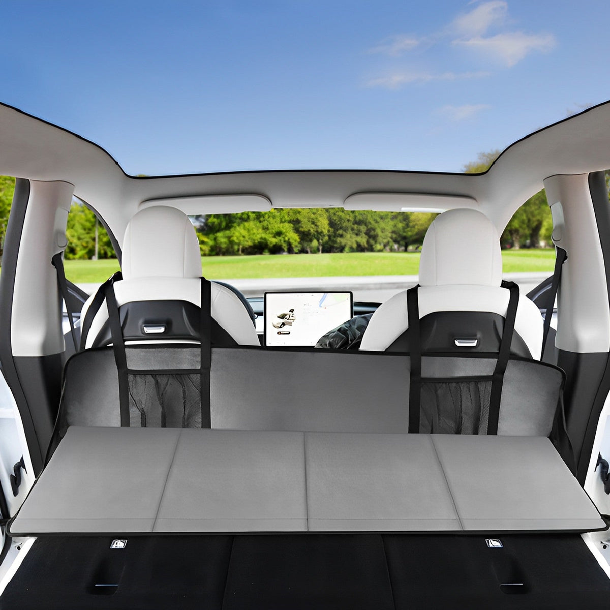 Flanell Campingmadrass Hodebeskyttelse Egnet for Tesla Model 3/Y