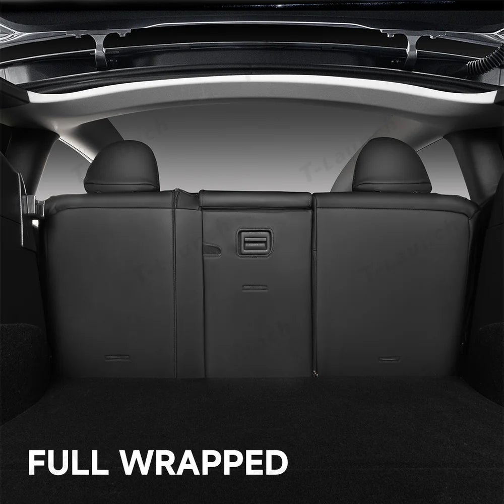 Alcantara All-Inclusive Seat Covers for Tesla Model 3 (2018-2025+) / Model Y (2021-2025+) (Luxury Red Stitching Design)
