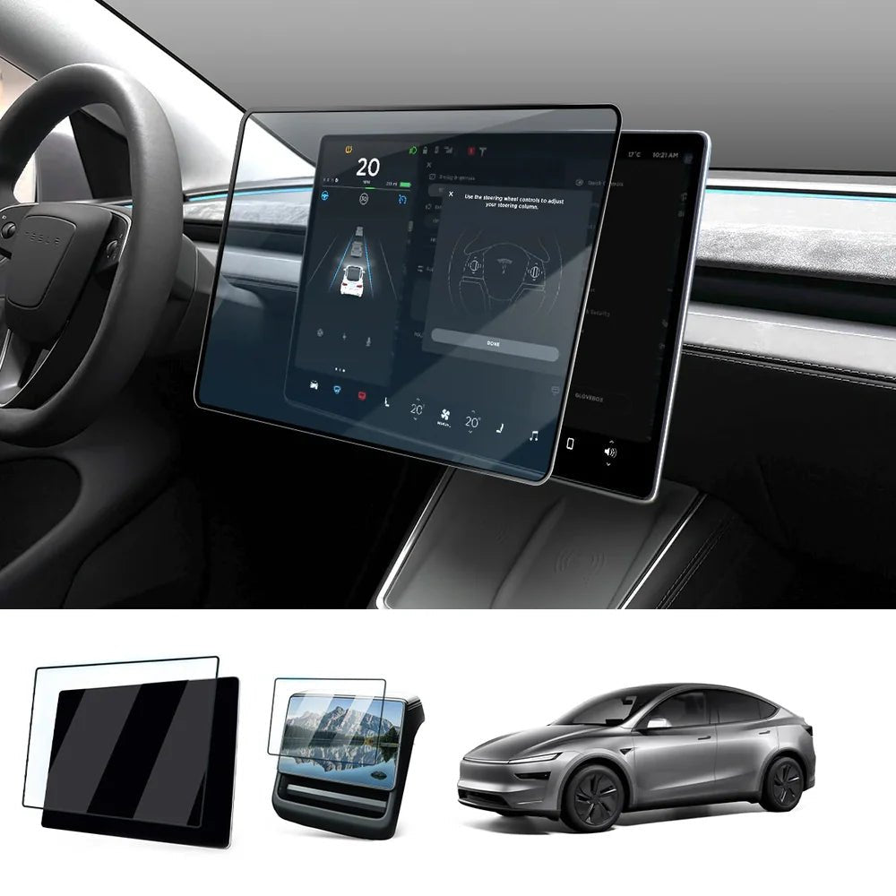 16" Front & Rear 9H Tempered Glass Screen Protector for Tesla Model Y Juniper 2026+ - T-Launch