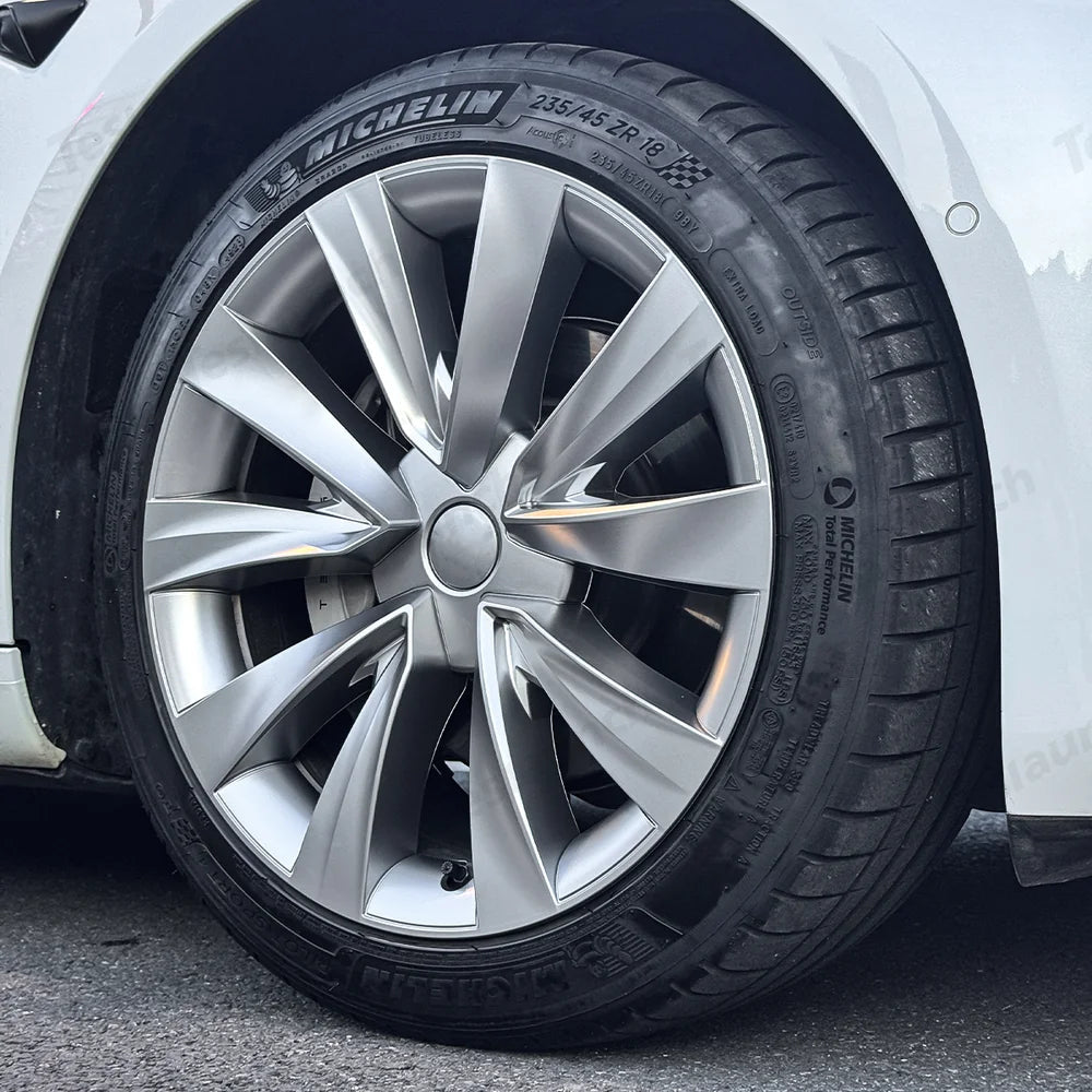 18'' Aero Hubcaps Wheel Covers for Tesla Model 3 (2017–2023) – Helix 2.0 Style (Set of 4) - T-Launch