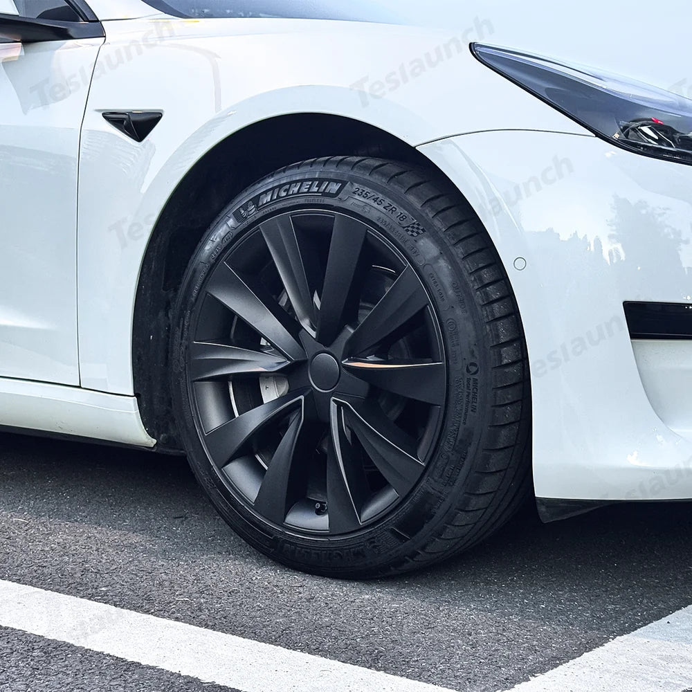 18'' Aero Hubcaps Wheel Covers for Tesla Model 3 (2017–2023) – Helix 2.0 Style (Set of 4) - T-Launch