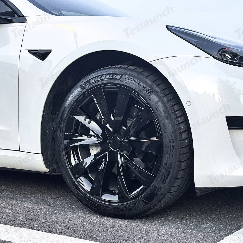 18'' Aero Hubcaps Wheel Covers for Tesla Model 3 (2017–2023) – Helix 2.0 Style (Set of 4) - T-Launch