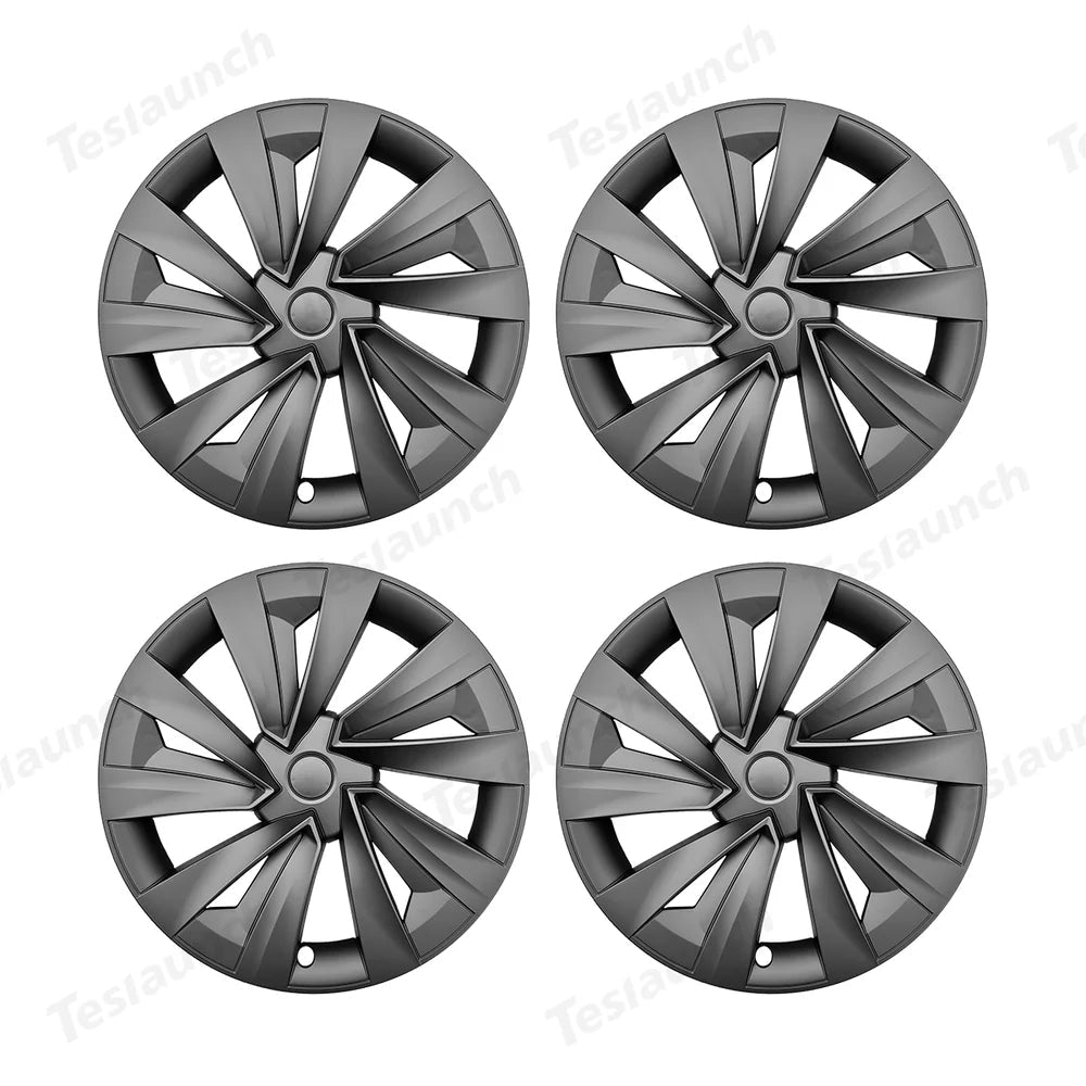 19'' Crossflow Hubcaps Wheel Covers for Tesla Model Y Juniper 2025+ – Helix 2.0 Style (Set of 4) - T-Launch