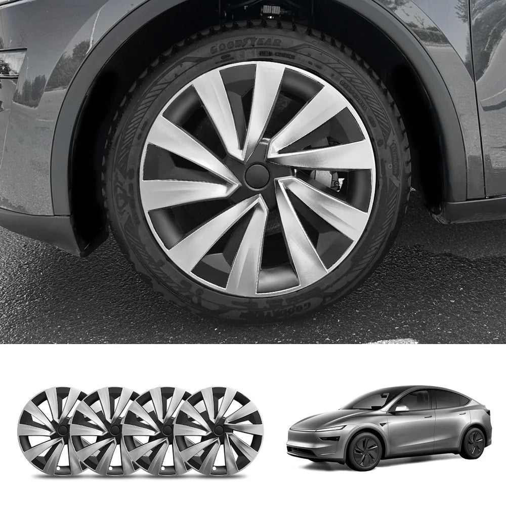 19'' Crossflow Hubcaps Wheel Covers for Tesla Model Y Juniper 2025+ – Helix 2.0 Style (Set of 4) - T-Launch