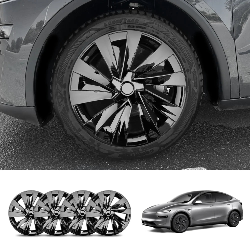 19'' Crossflow Hubcaps Wheel Covers for Tesla Model Y Juniper 2025+ – Helix 2.0 Style (Set of 4) - T-Launch