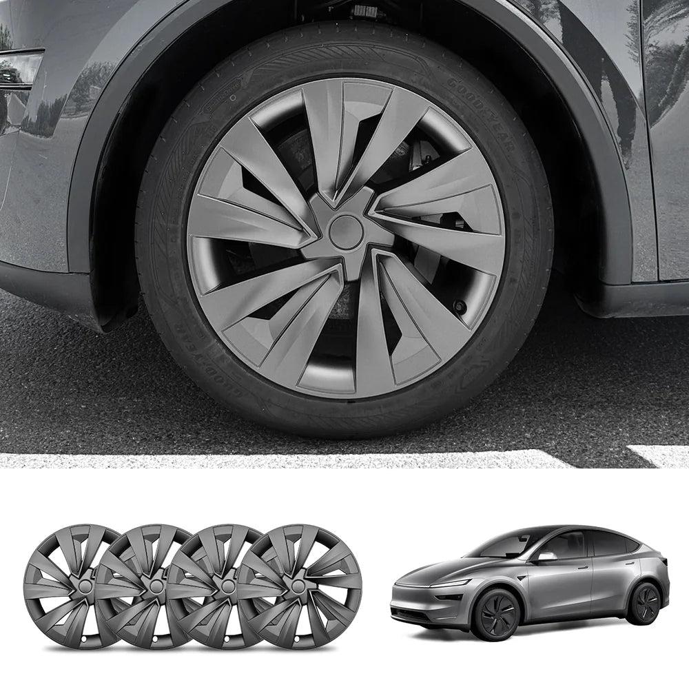 19'' Crossflow Hubcaps Wheel Covers for Tesla Model Y Juniper 2025+ – Helix 2.0 Style (Set of 4) - T-Launch