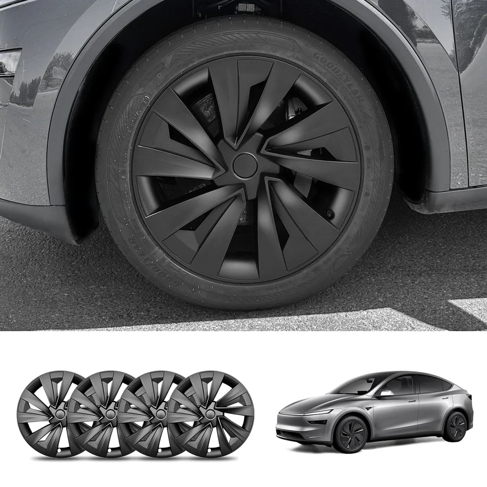 19'' Crossflow Hubcaps Wheel Covers for Tesla Model Y Juniper 2025+ – Helix 2.0 Style (Set of 4) - T-Launch