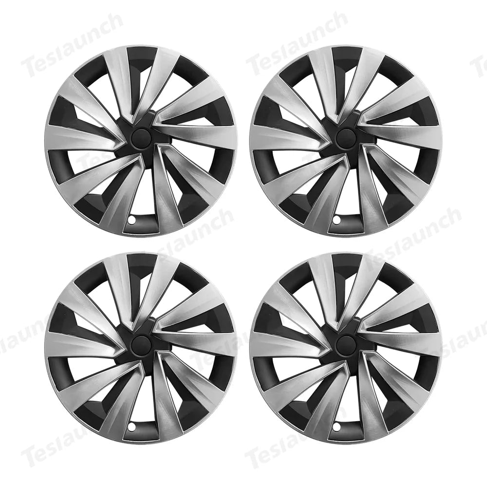 19'' Crossflow Hubcaps Wheel Covers for Tesla Model Y Juniper 2025+ – Helix 2.0 Style (Set of 4) - T-Launch