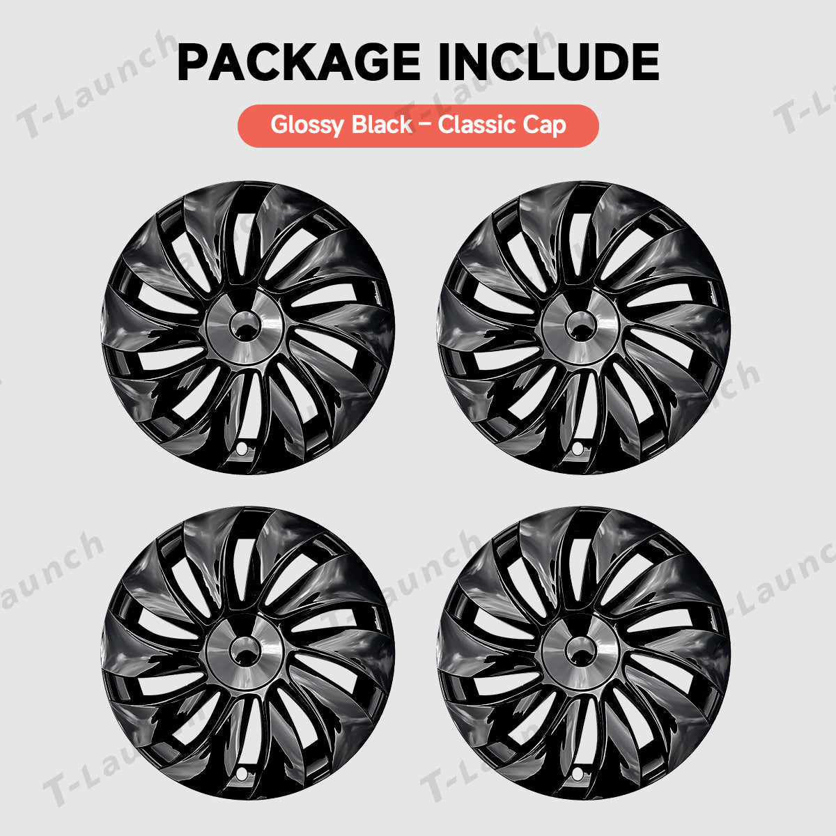 19'' Crossflow Hubcaps Wheel Covers – Spiral Spoke Style for Tesla Model Y Juniper 2025+ (Set of 4) - T-Launch