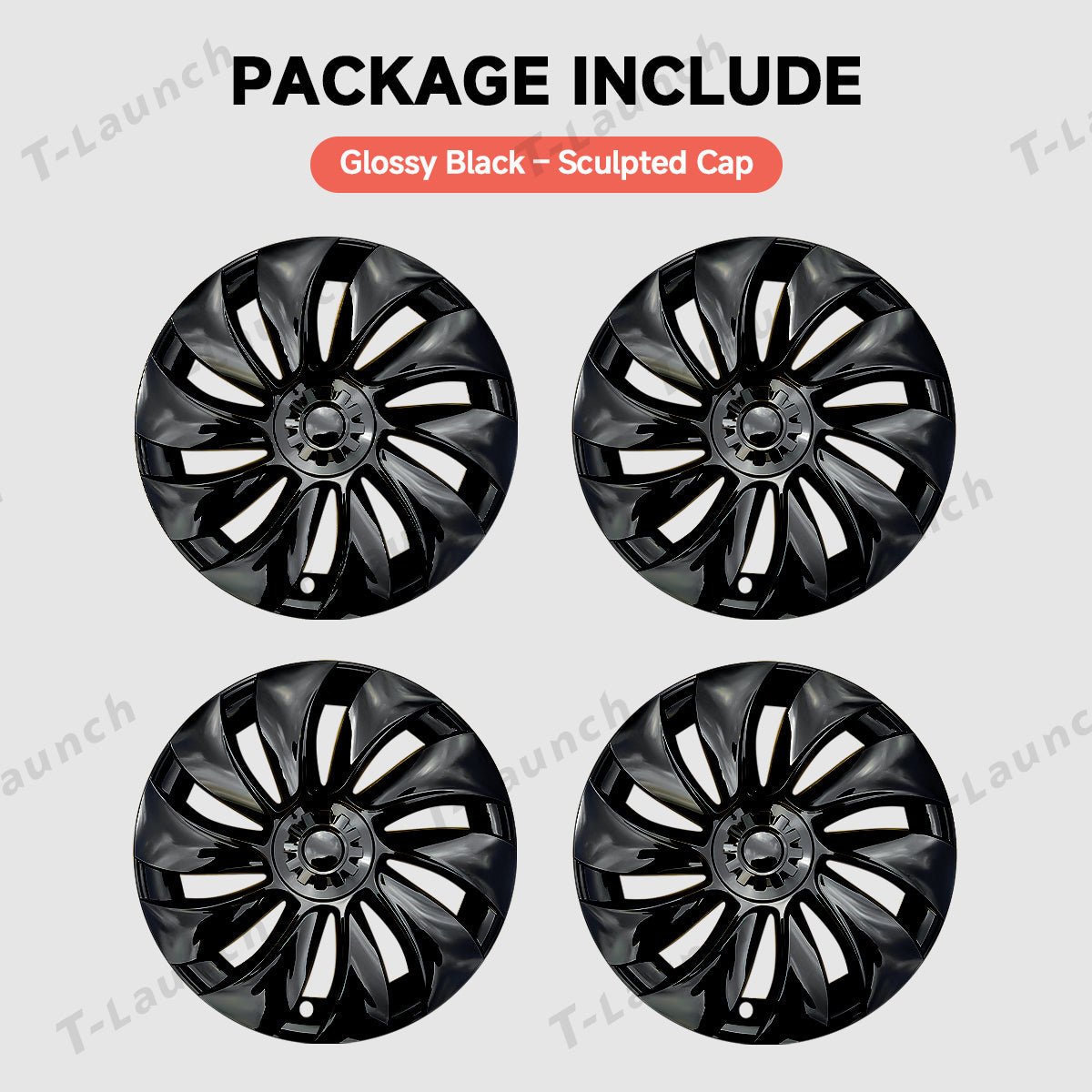 19'' Crossflow Hubcaps Wheel Covers – Spiral Spoke Style for Tesla Model Y Juniper 2025+ (Set of 4) - T-Launch