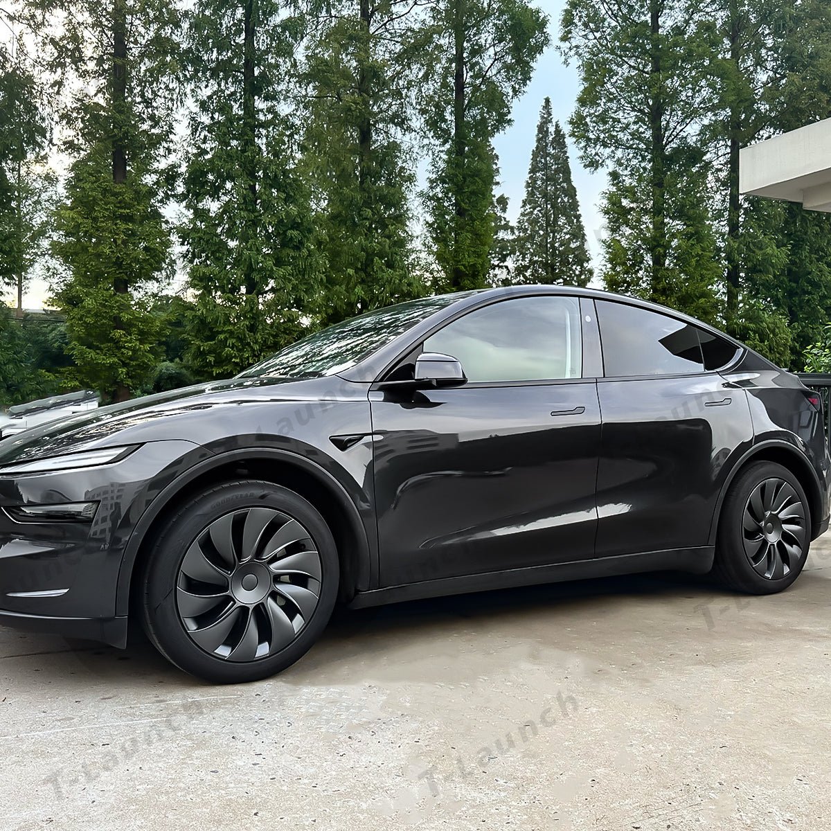 19'' Crossflow Hubcaps Wheel Covers – Spiral Spoke Style for Tesla Model Y Juniper 2025+ (Set of 4) - T-Launch