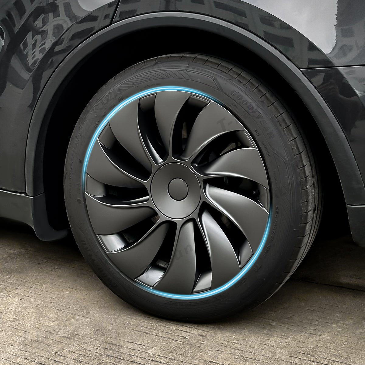 19'' Crossflow Hubcaps Wheel Covers – Spiral Spoke Style for Tesla Model Y Juniper 2025+ (Set of 4) - T-Launch