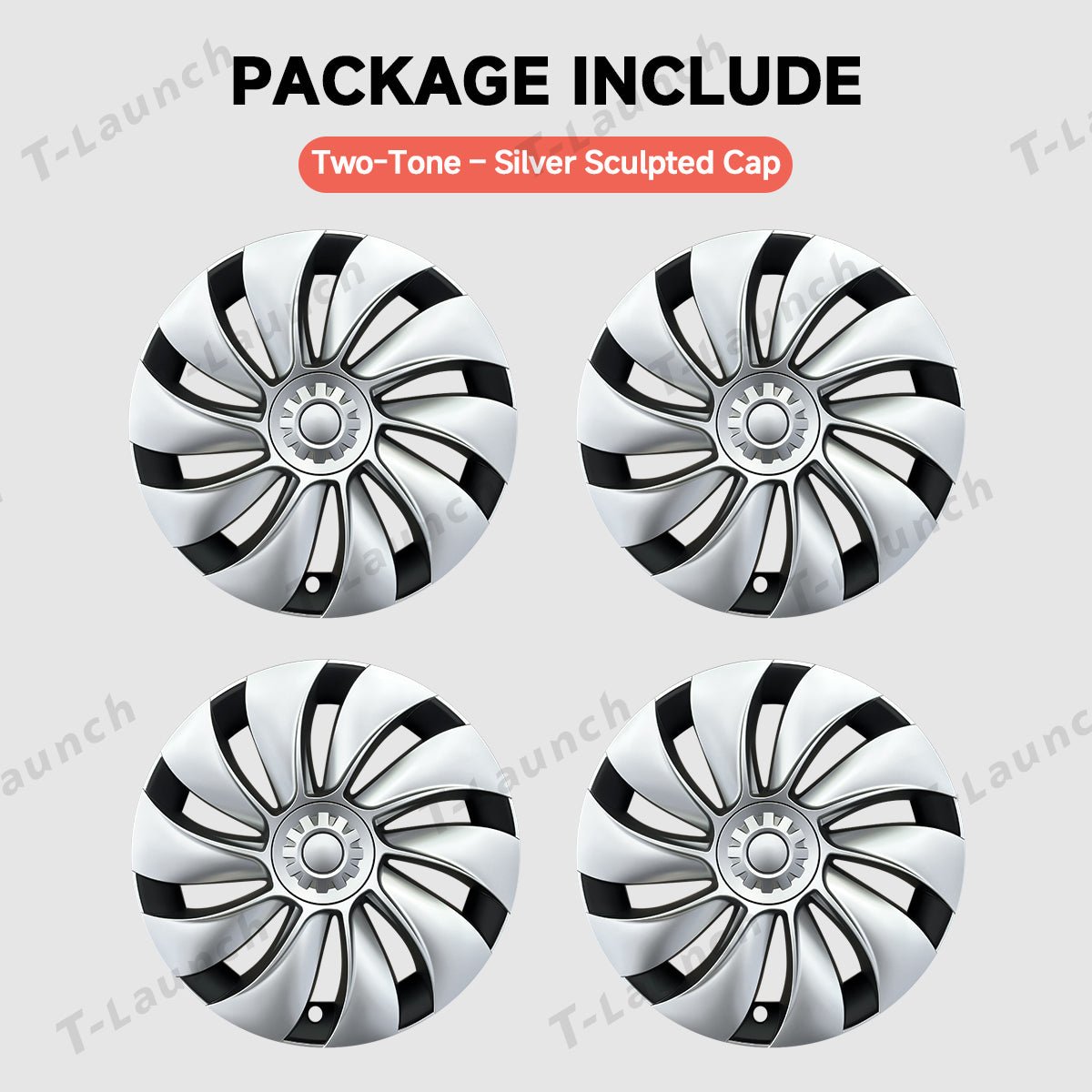 19'' Crossflow Hubcaps Wheel Covers – Spiral Spoke Style for Tesla Model Y Juniper 2025+ (Set of 4) - T-Launch