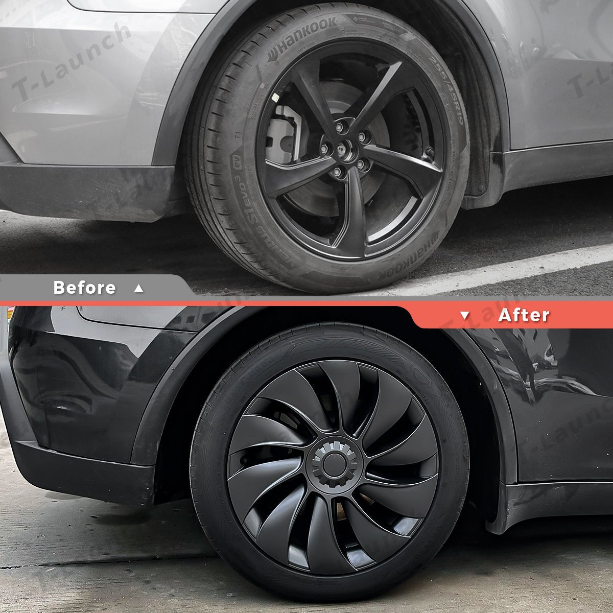 19'' Crossflow Hubcaps Wheel Covers – Spiral Spoke Style for Tesla Model Y Juniper 2025+ (Set of 4) - T-Launch