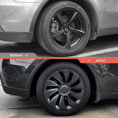 19'' Crossflow Hubcaps Wheel Covers – Spiral Spoke Style for Tesla Model Y Juniper 2025+ (Set of 4) - T-Launch