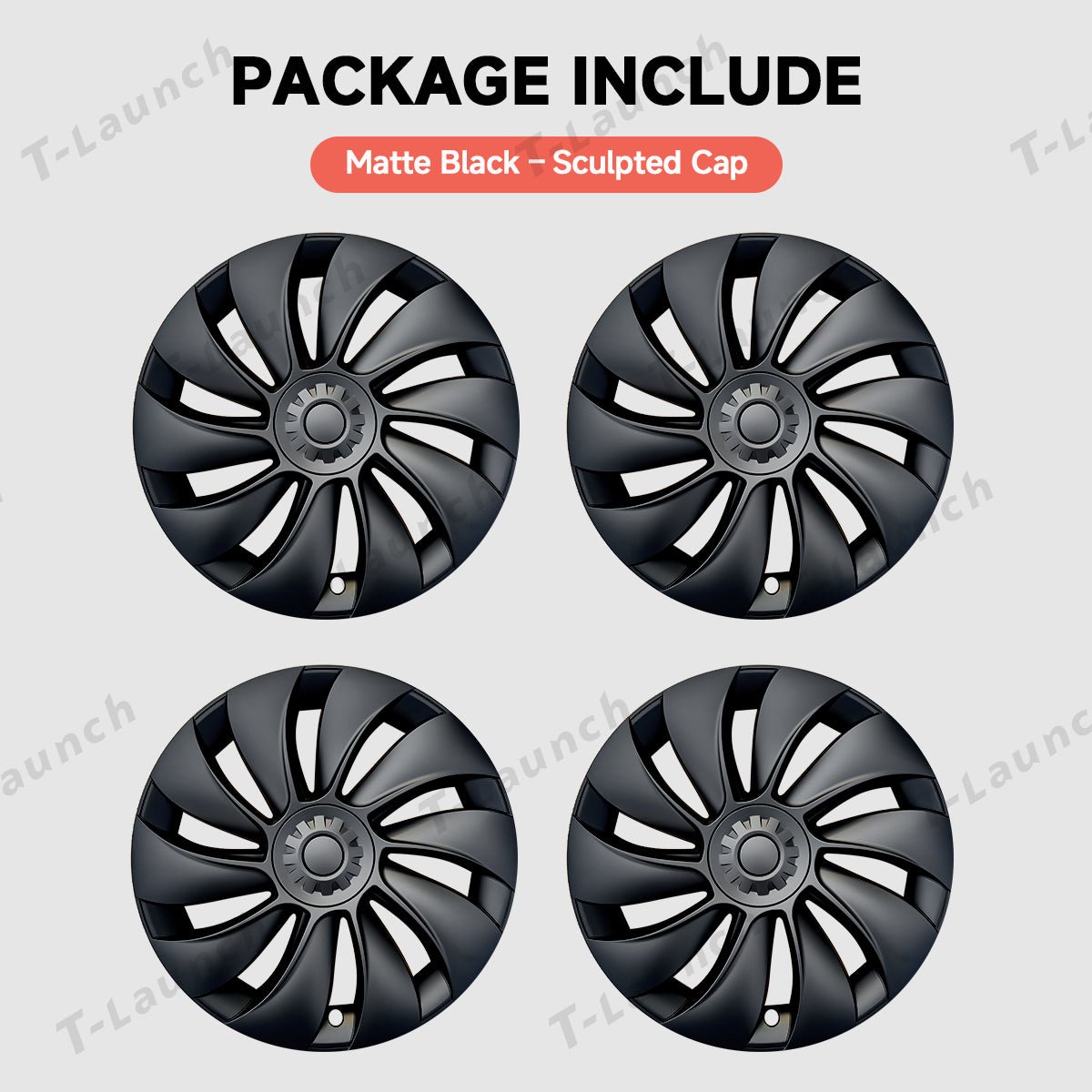 19'' Crossflow Hubcaps Wheel Covers – Spiral Spoke Style for Tesla Model Y Juniper 2025+ (Set of 4) - T-Launch