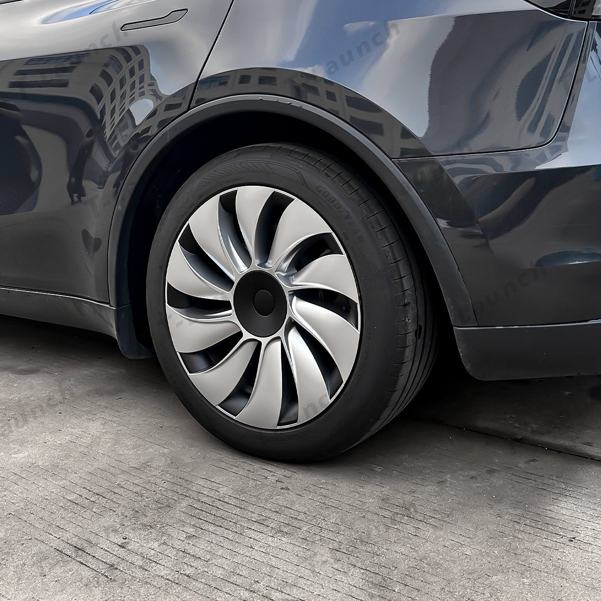 19'' Crossflow Hubcaps Wheel Covers – Spiral Spoke Style for Tesla Model Y Juniper 2025+ (Set of 4) - T-Launch